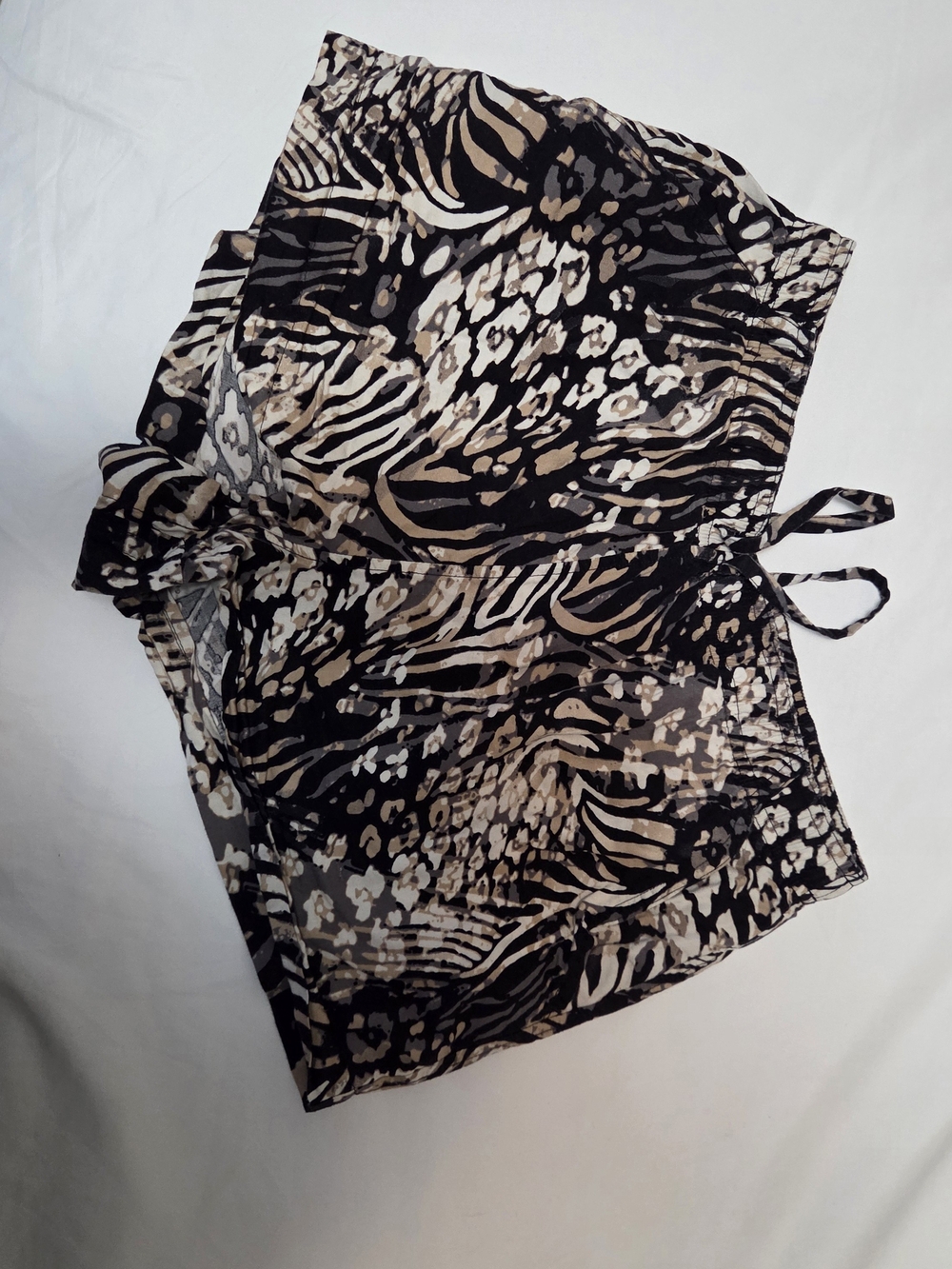 Erika Black & Tan Animal Print Tie-Waist Skort